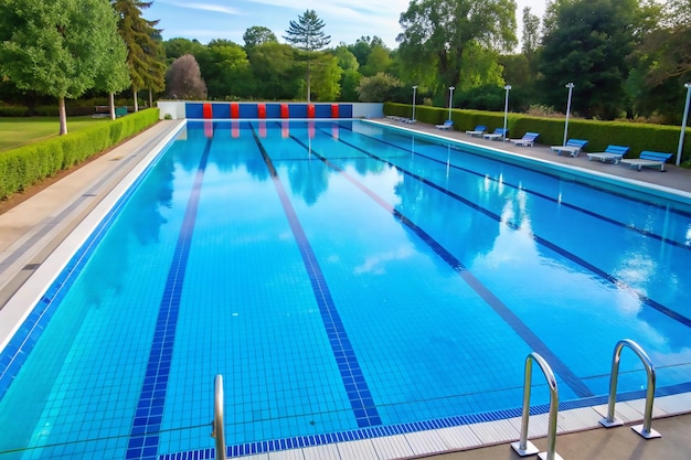 Vector the swimming pool is crystal clear during the day