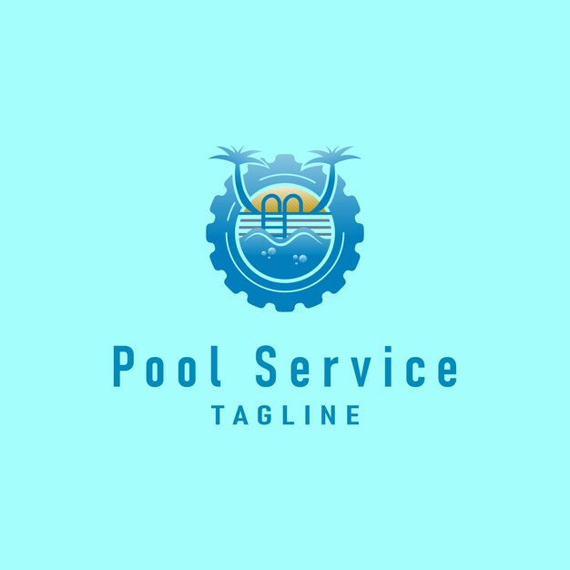 Vector swimming pool maintenance logo design template