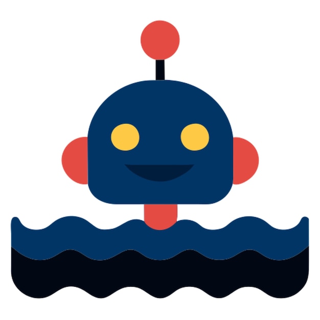 swimming pool robot icon colored shapes