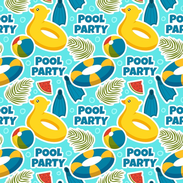 Swimming Pool Seamless Pattern Vector Illustration with Summer Vacation Element Background