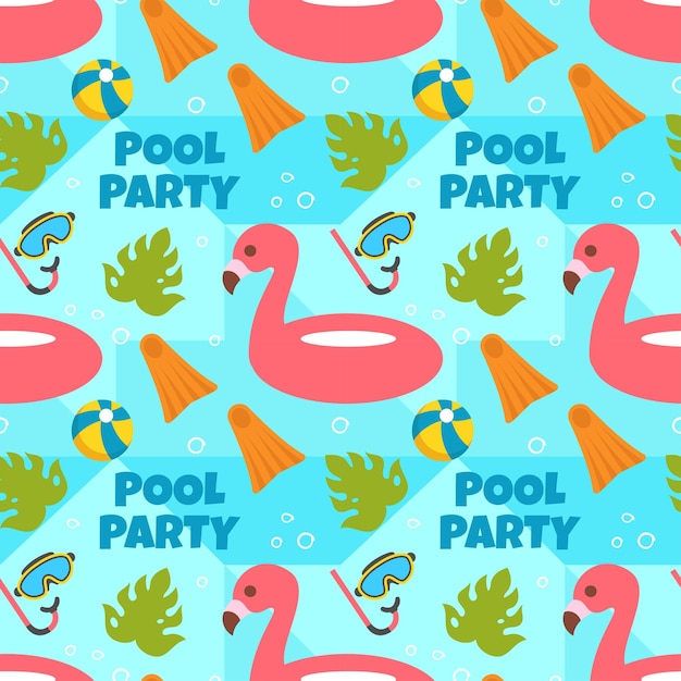 Swimming Pool Seamless Pattern Vector Illustration with Summer Vacation Element Background