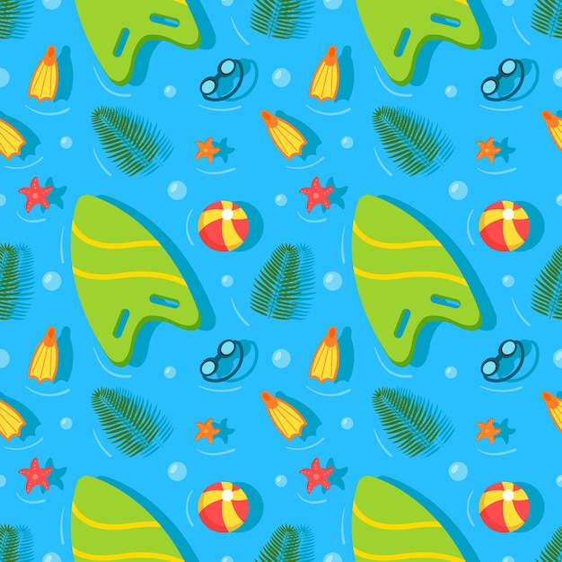 Swimming Pool Seamless Pattern Vector Illustration with Summer Vacation Element