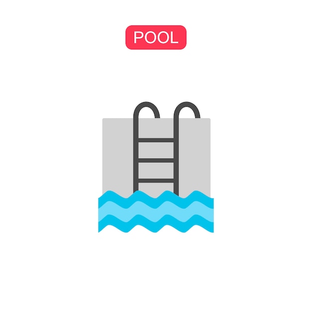 Swimming pool with ladder icon Pool icon for web and graphic design Flat style logotype template Vector illustration