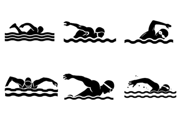 Swimming Sport Silhouette vector illustration Designs Set