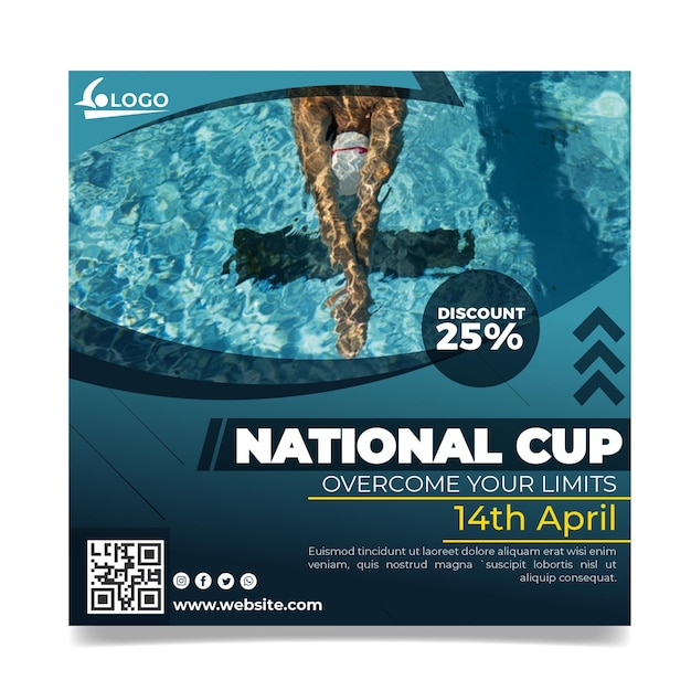 Swimming squared flyer template