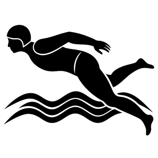 Swimming vector illustration silhouette black and white