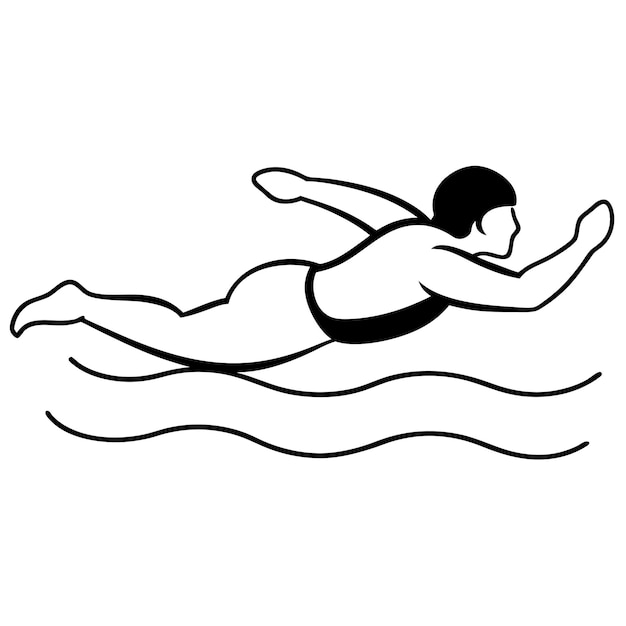 Vector swimming vector illustration silhouette black and white