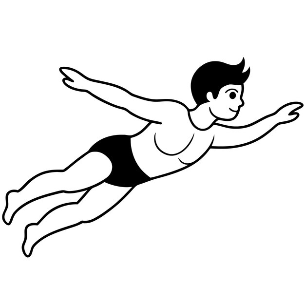 Vector swimming vector illustration silhouette black and white