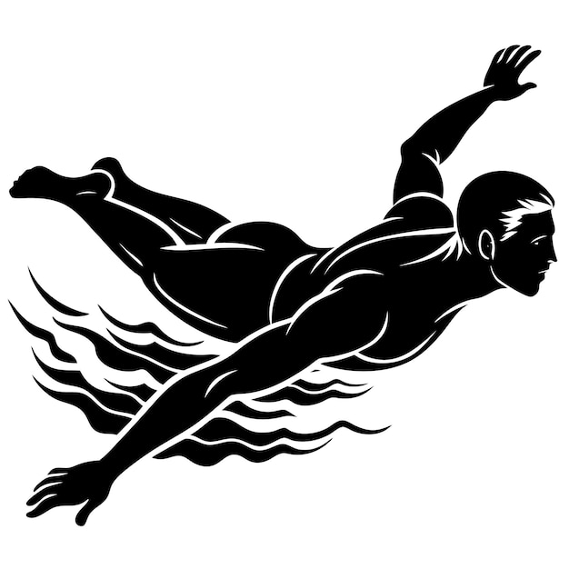 Vector swimming vector illustration silhouette black and white