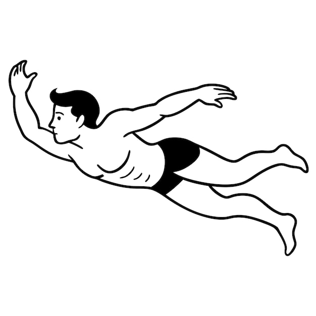 Swimming vector illustration silhouette black and white