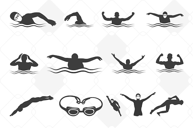 Vector swimming vector swimmer svg clipart cut files for silhouette vector eps design