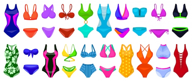 Swimsuit   cartoon set icon.   illustration swimwear