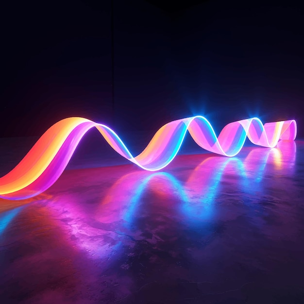 Vector swirl illumination movement lines neon glowing curve future futuristic speed vibrant 3d wave