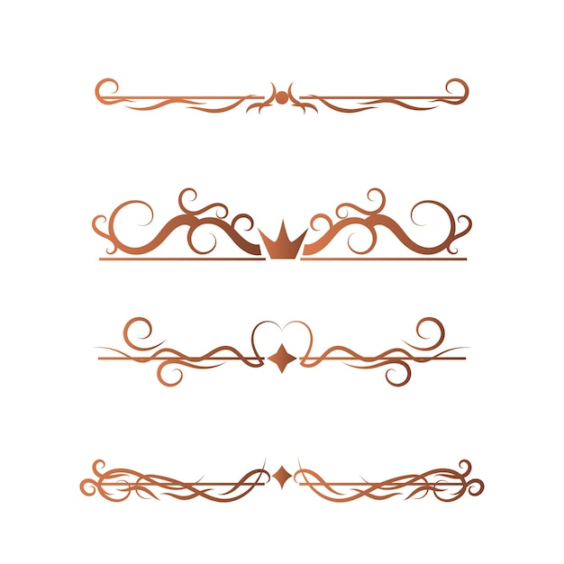 swirl lines calligraphy ornament set isolated on white background for luxury graphic design