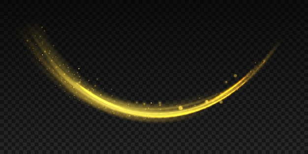 Swirling glow dynamic neon circlesVector waves with gold particles isolated on black