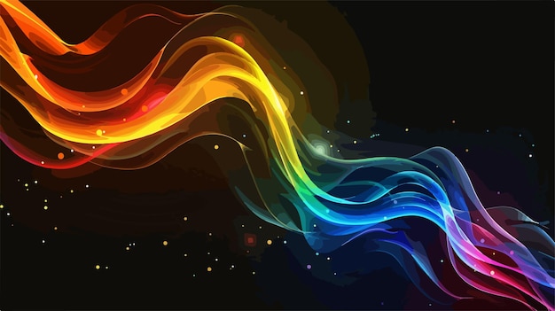 Vector swirling glowing abstract design on black background