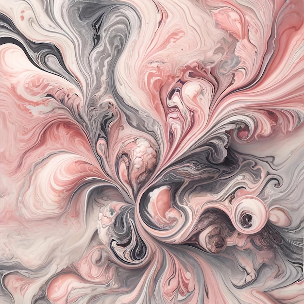 Swirling Pink Marbling with Gray Accents