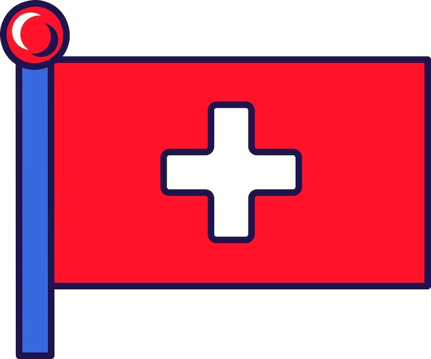 Swiss confederation nation flag on flagpole vector