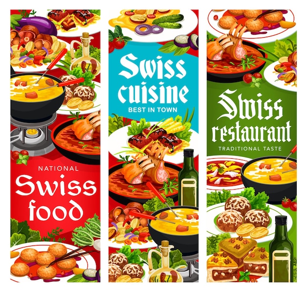 Swiss cuisine busseco soup, raclette with potatoes and sable breton cookies