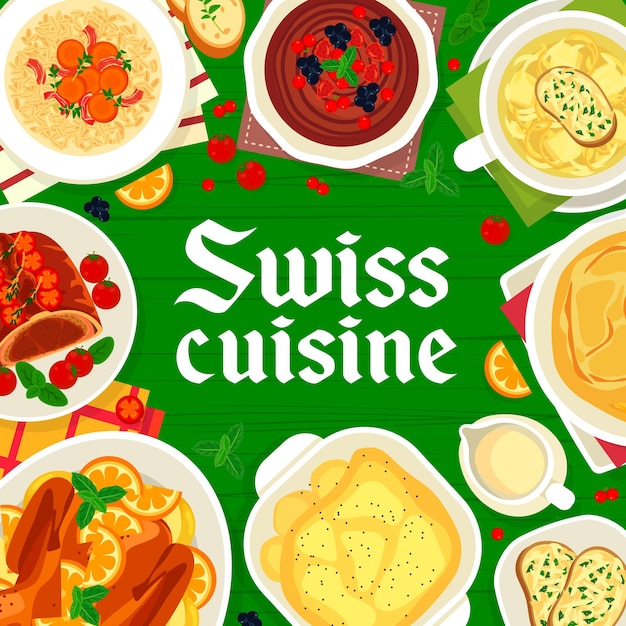 Swiss cuisine restaurant meals menu cover template