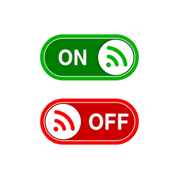 Switch on WIFI, On and Off position. Vector illustration. Switches in flat design