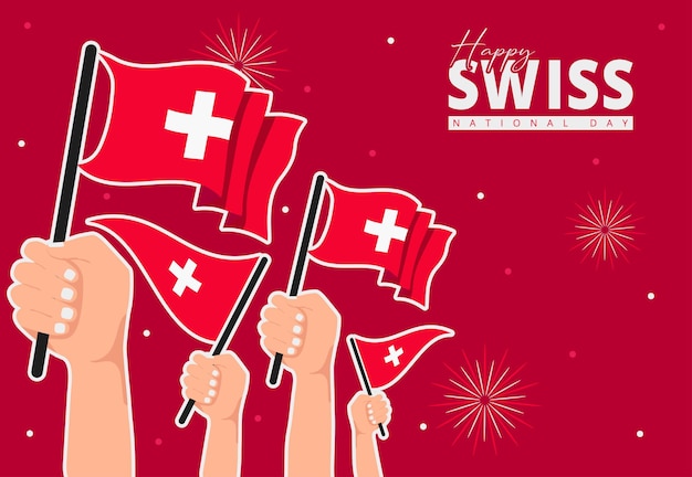 Vector switzerland 1st of august national day banner background element design swiss