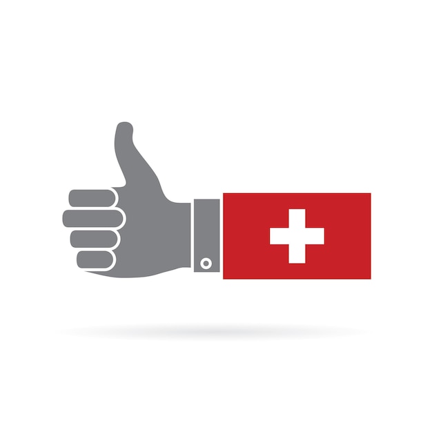 Switzerland country flag thumbs up vector icon