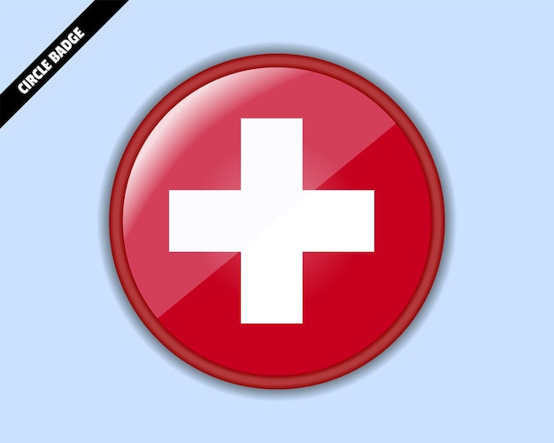 Switzerland flag circle badge vector design rounded sign with reflection