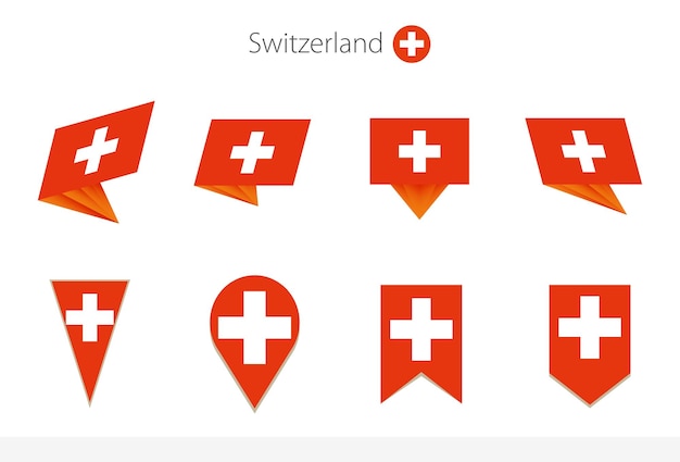 Switzerland national flag collection eight versions of Switzerland vector flags