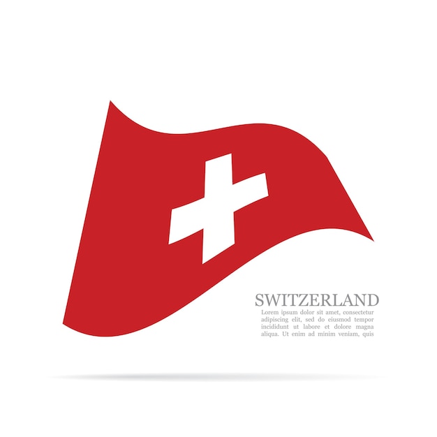 Switzerland national flag waving vector icon