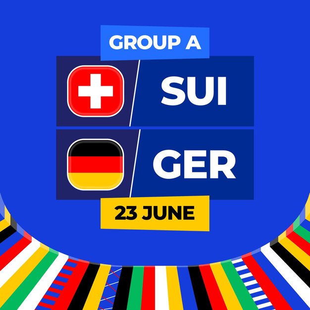 Switzerland vs Germany football 2024 match versus 2024 group stage championship match versus teams intro sport background championship competition