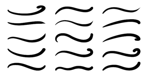 Swoosh swash underline stroke set Hand drawn swirl swoosh underline calligraphic element