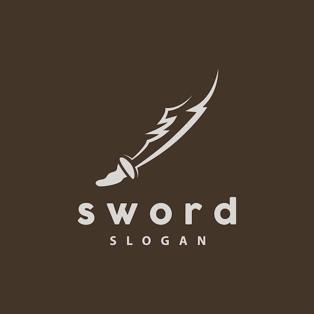 Sword Logo War Weapon Line Simple Design Vector Symbol Template Icon