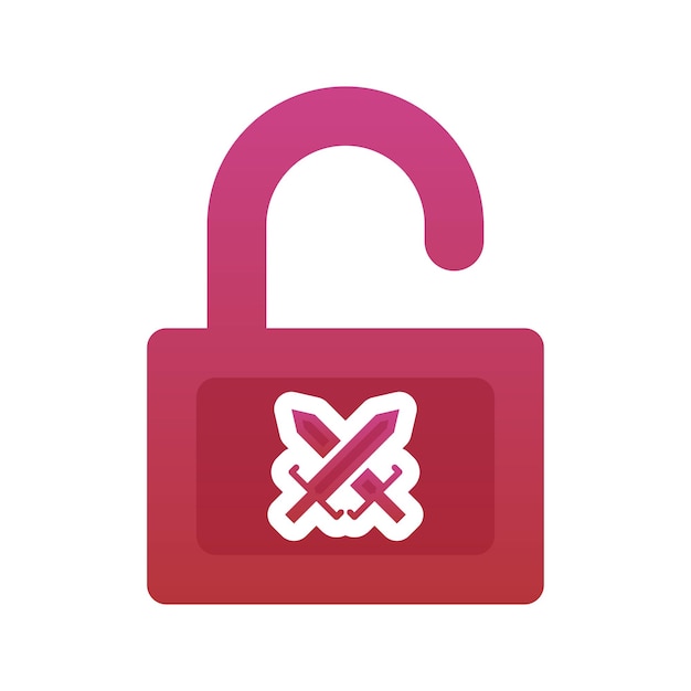 Sword padlock logo gradient design template icon element