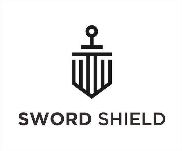 sword shield logo design vector illustration