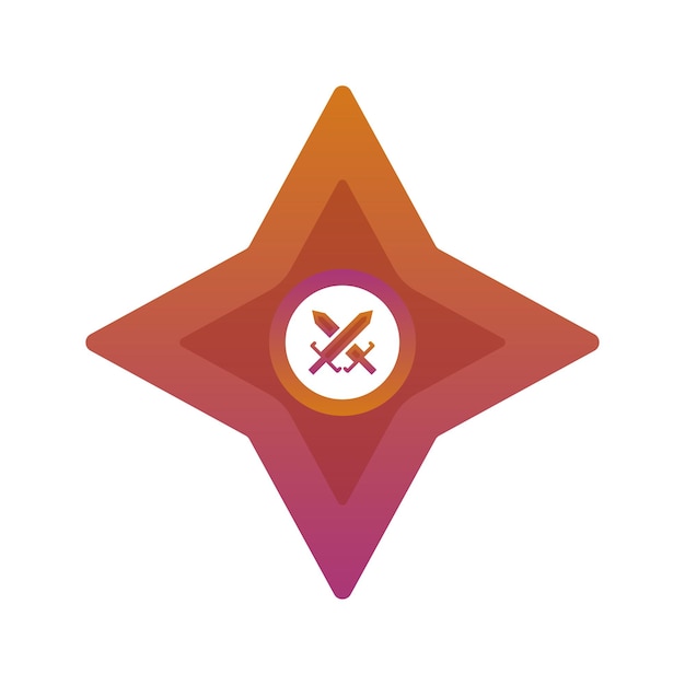 Sword shuriken logo gradient design template icon element