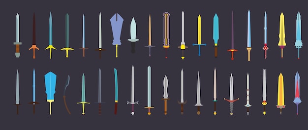 Sword steel and sharp medieval fantasy weapon War symbol battle icon isolated white illustration