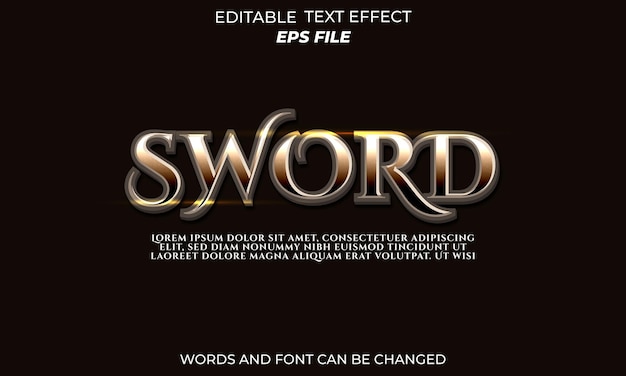 sword text effect font editable typography 3d text