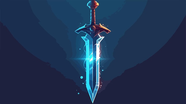 a sword with a blue background and a bright light