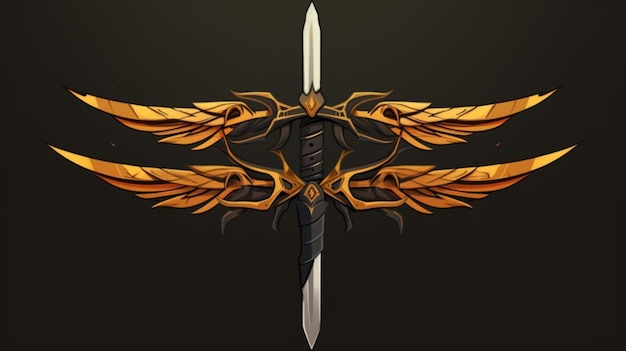 Vector a sword with a gold design on it and a black background