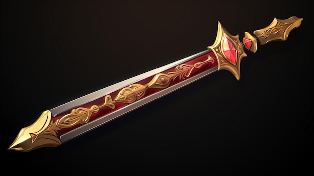 Vector a sword with a red and gold design