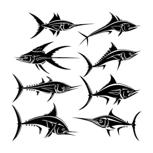 Swordfish Fish black Silhouette vector