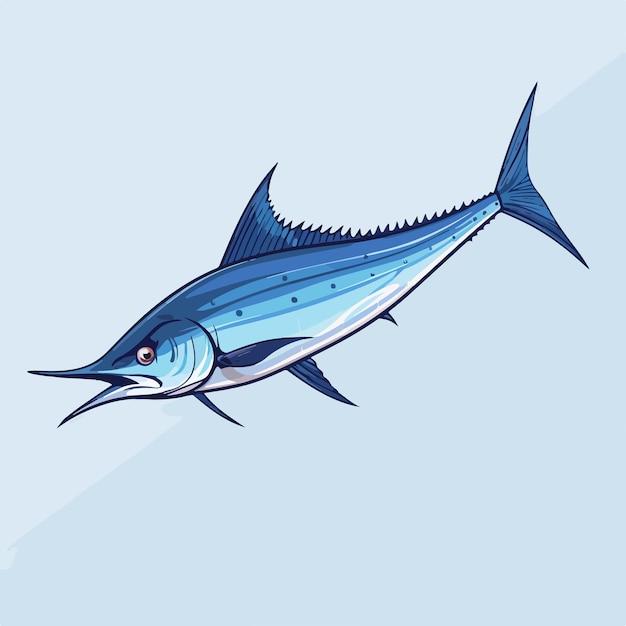 Swordfish Line Vector Illustration Isolated on White Background