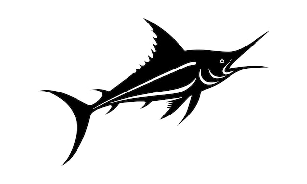 Vector swordfish silhouette out of the ocean isolated vector on a white background illustration