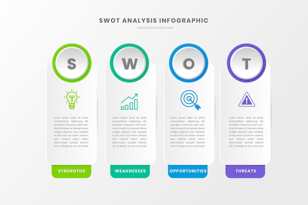 Swot analysis strategic planning business infographic template