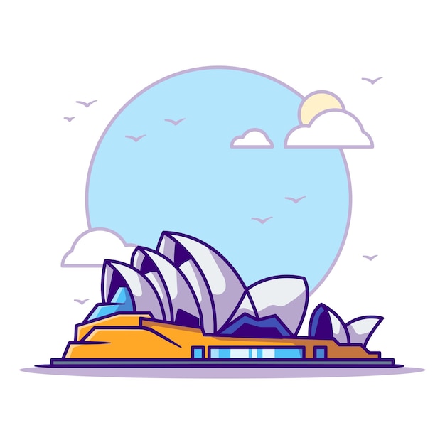 Sydney Opera House   Illustrations. Landmarks  Concept White Isolated. Flat Cartoon Style 