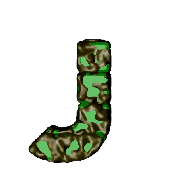 Symbol 3d in green camouflage letter j