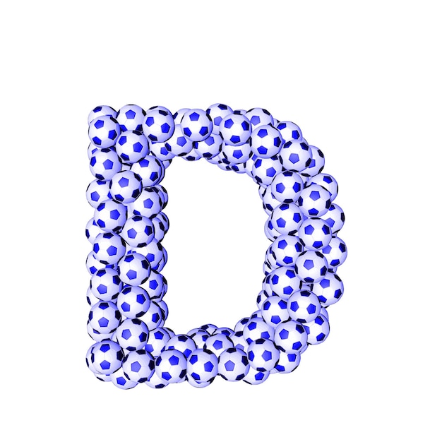 Symbol 3d made from soccer balls letter d