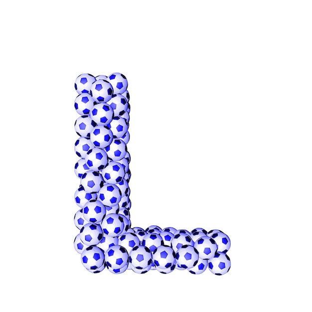 Symbol 3d made from soccer balls letter l