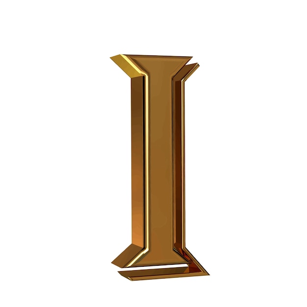 Symbol 3d made of gold letter i